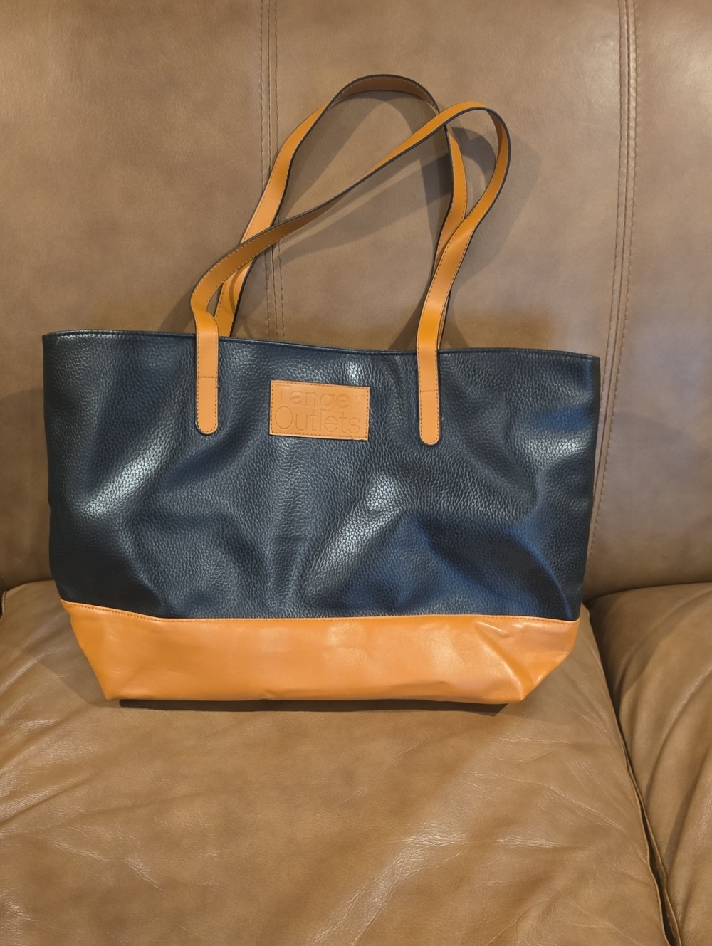Two-Tone Black and Tan Tote Bag - Large Women’s Shoulder Bag
